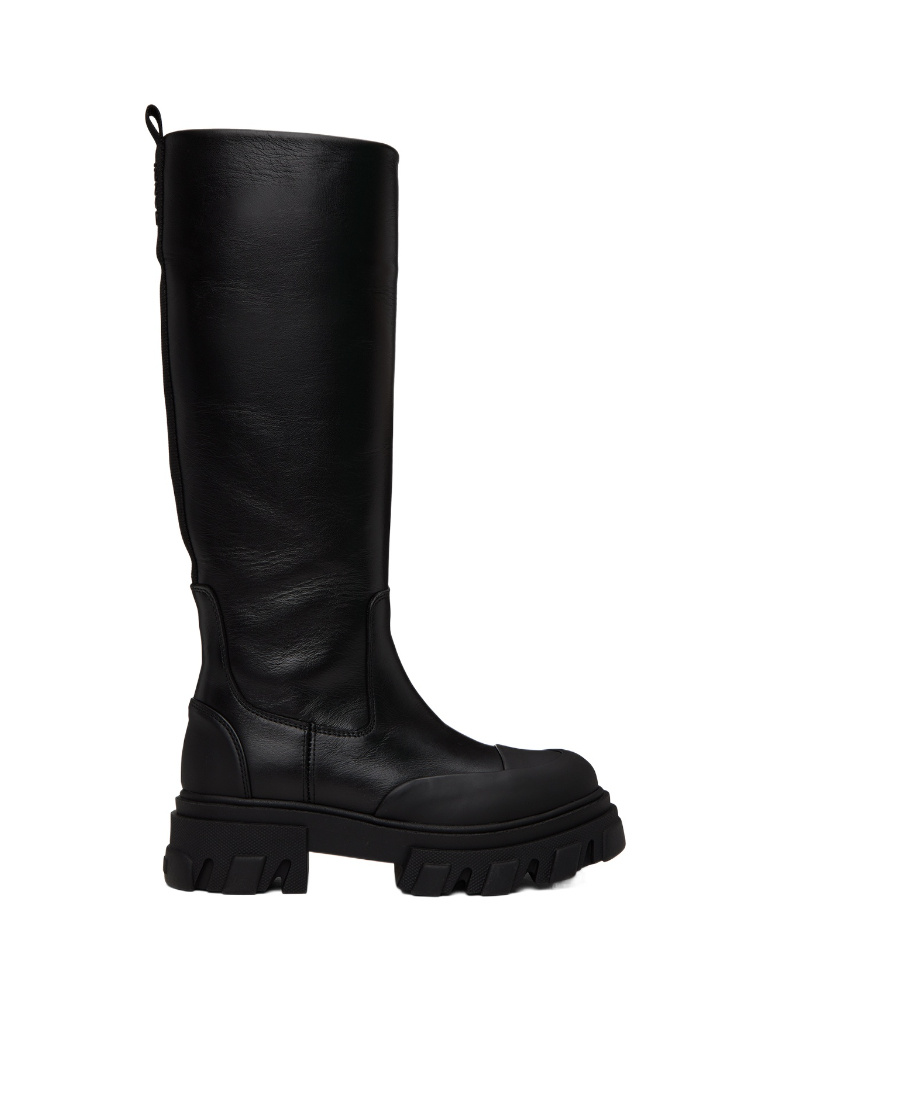 Ganni Knee-lenght Calf Leather Boots In Black
