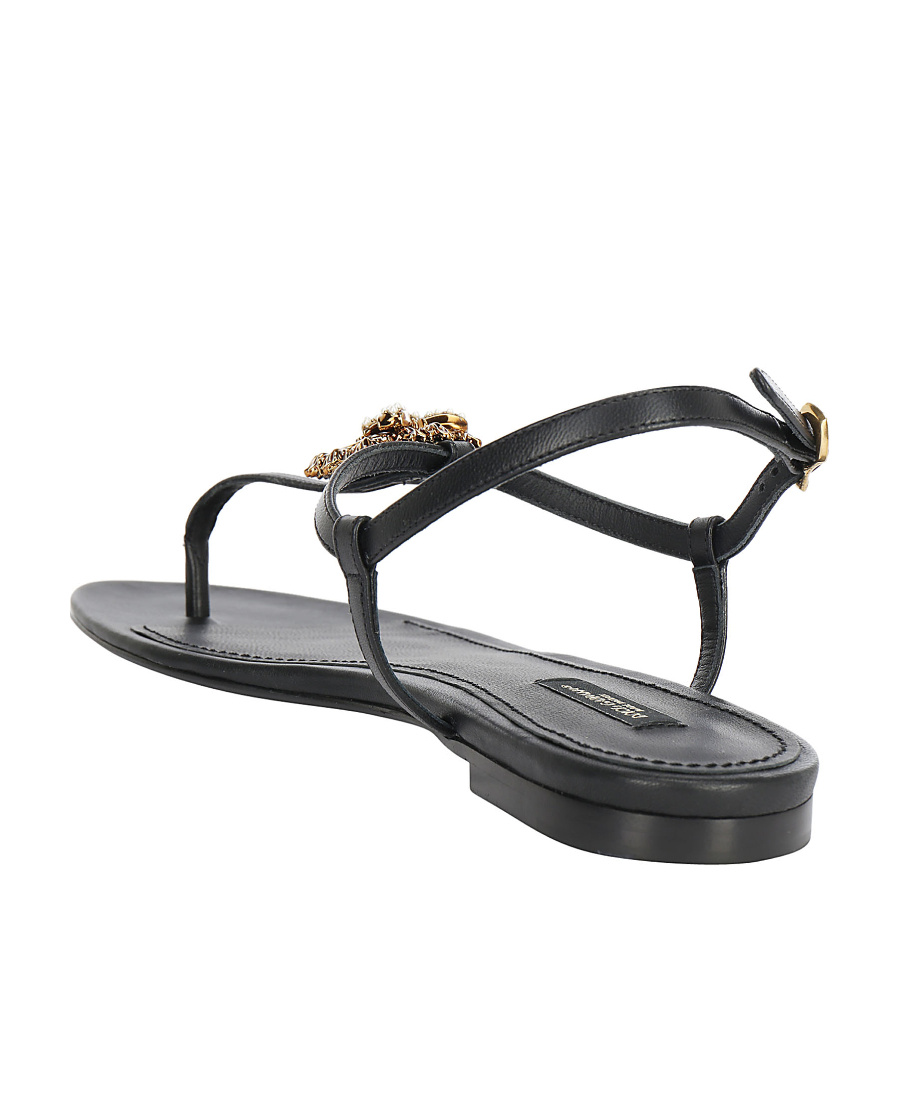 Dolce & Gabbana Black Leather Sandals In Black