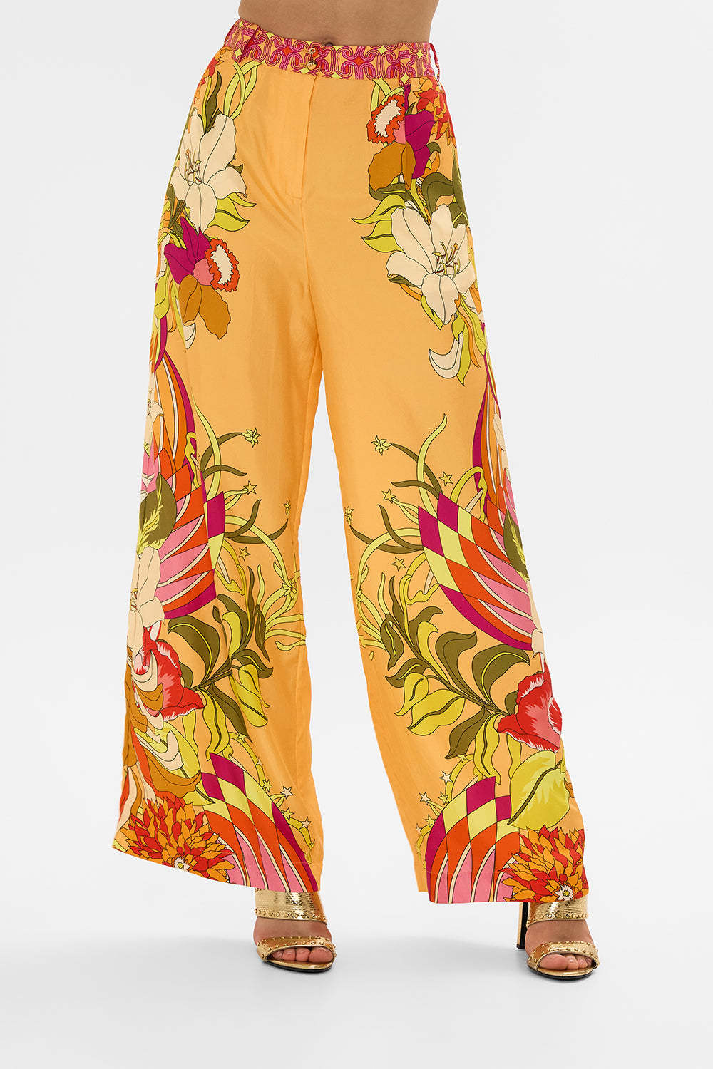 Shop Camilla Pattern Casual Pants In Yellow