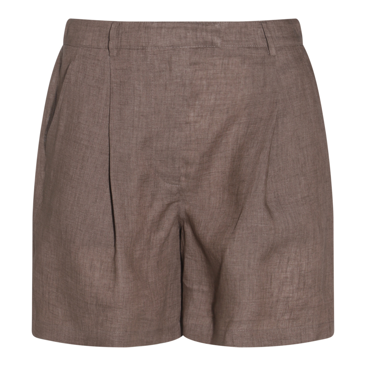 Shop Brunello Cucinelli Linen Shorts In Brown