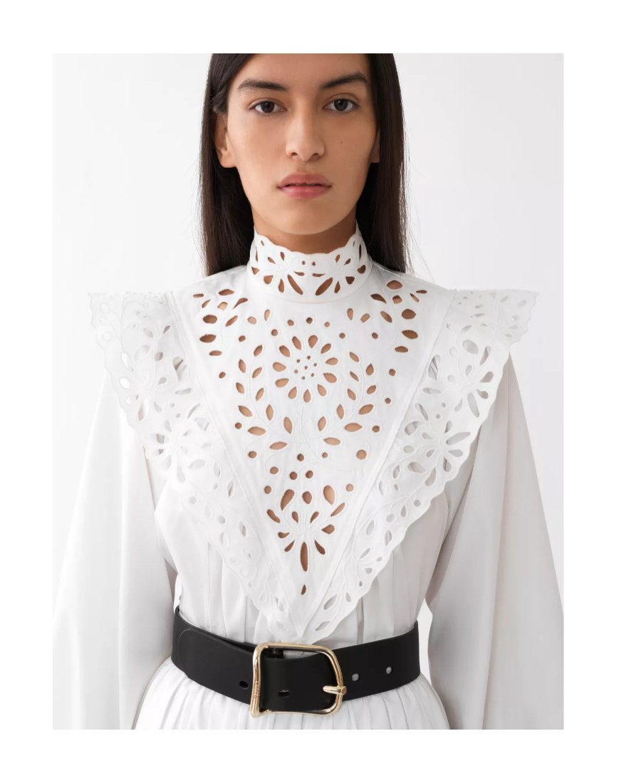 Chloé High-neck Broderie Anglaise Blouse In White