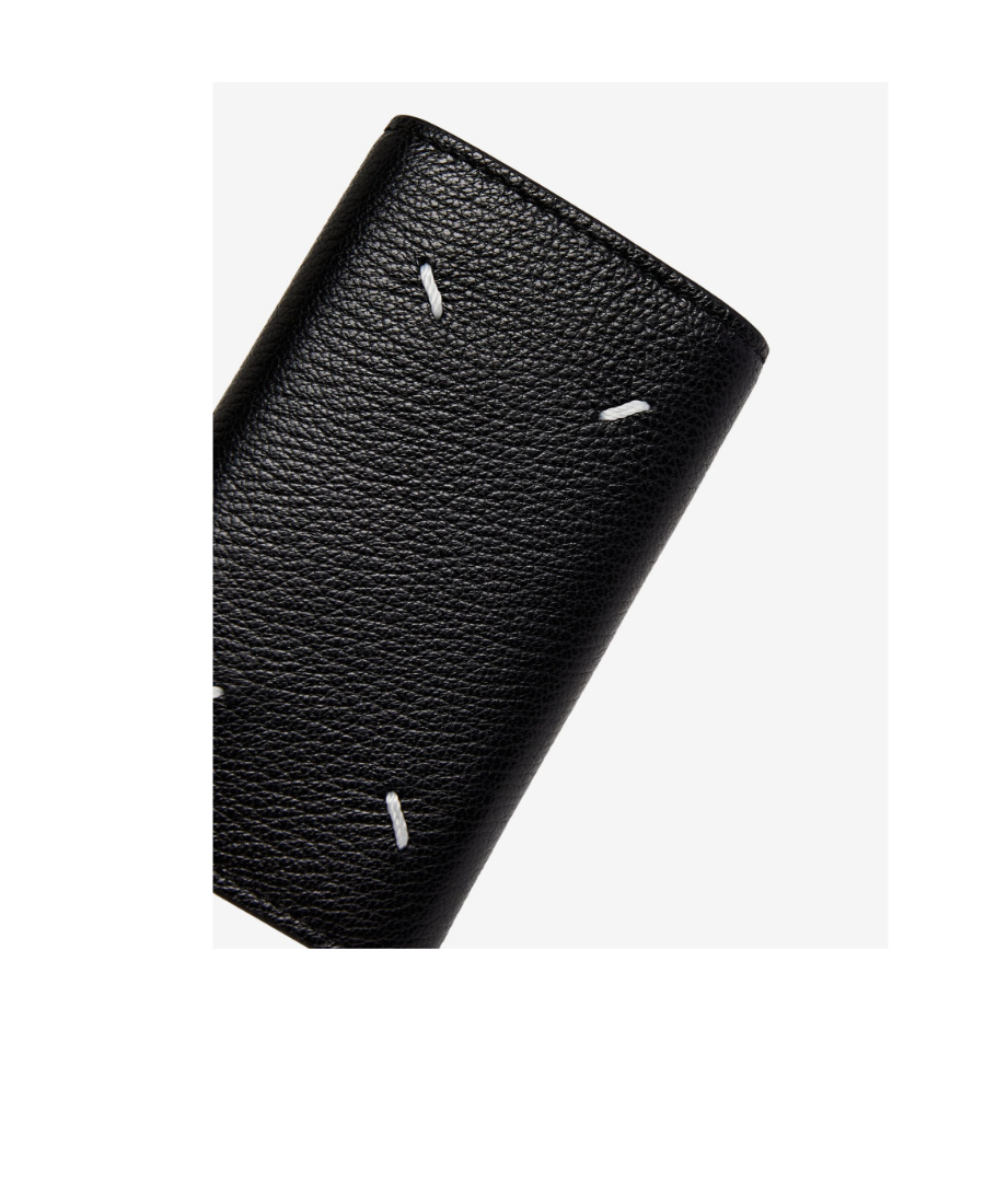 Maison Margiela Four-stitch Logo Keyring Holder In Black