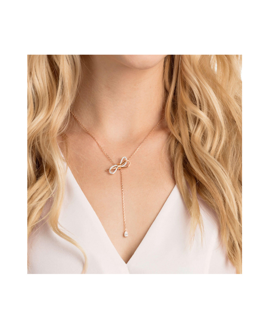 Swarovski Bow Tie Pendant Necklace In Yellow