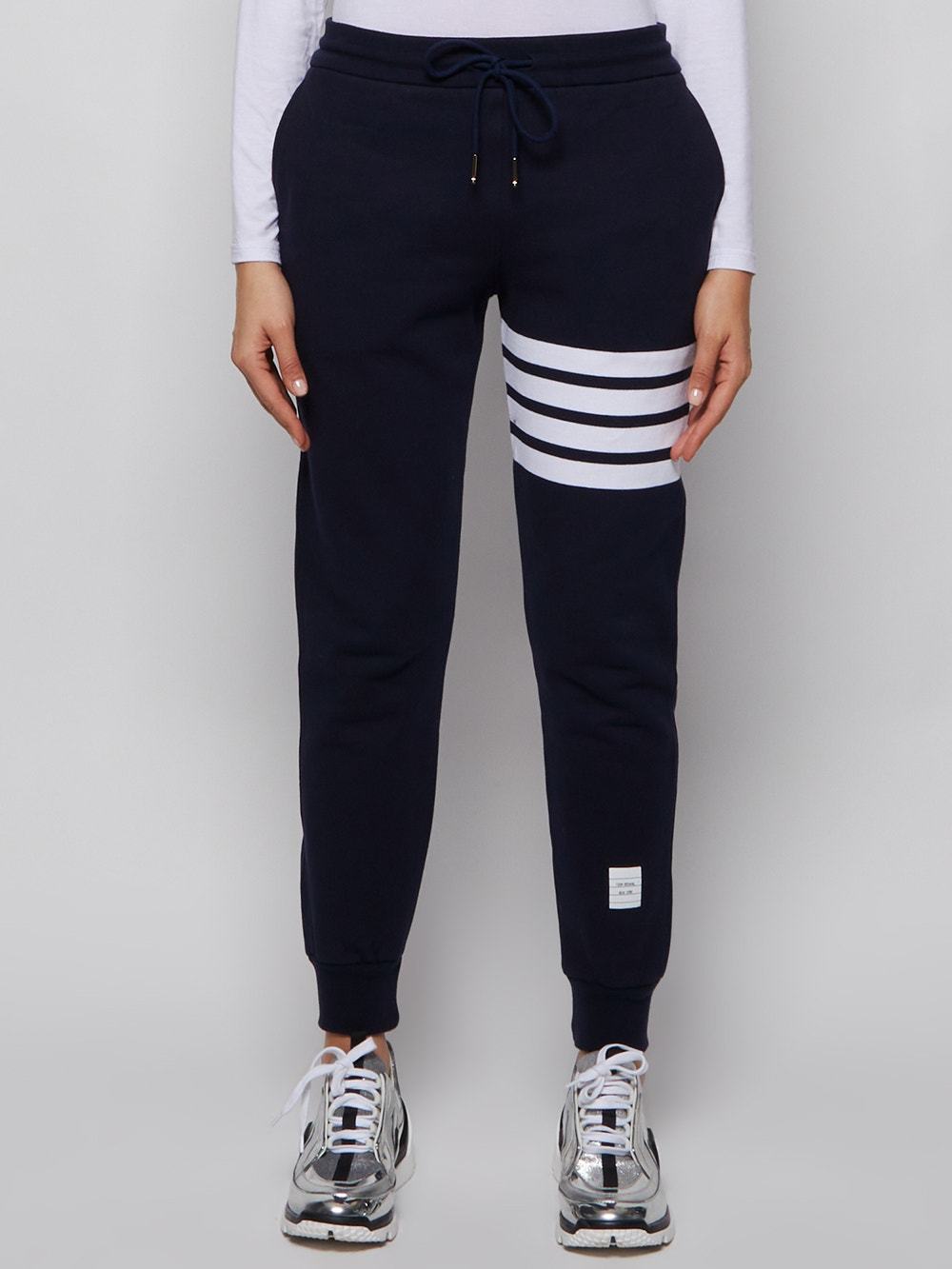 Thom Browne Four Striped Sweatpants In Black