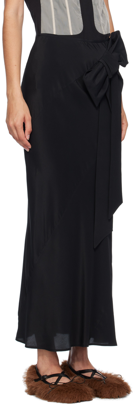 Simone Rocha Black Bow Spiral Midi Skirt In Black