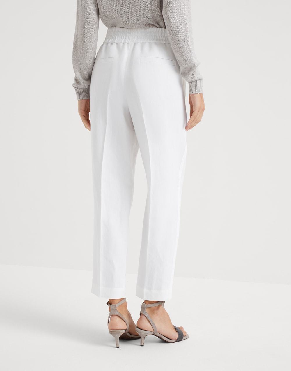 Brunello Cucinelli Cropped Stripe Detail Trousers In White