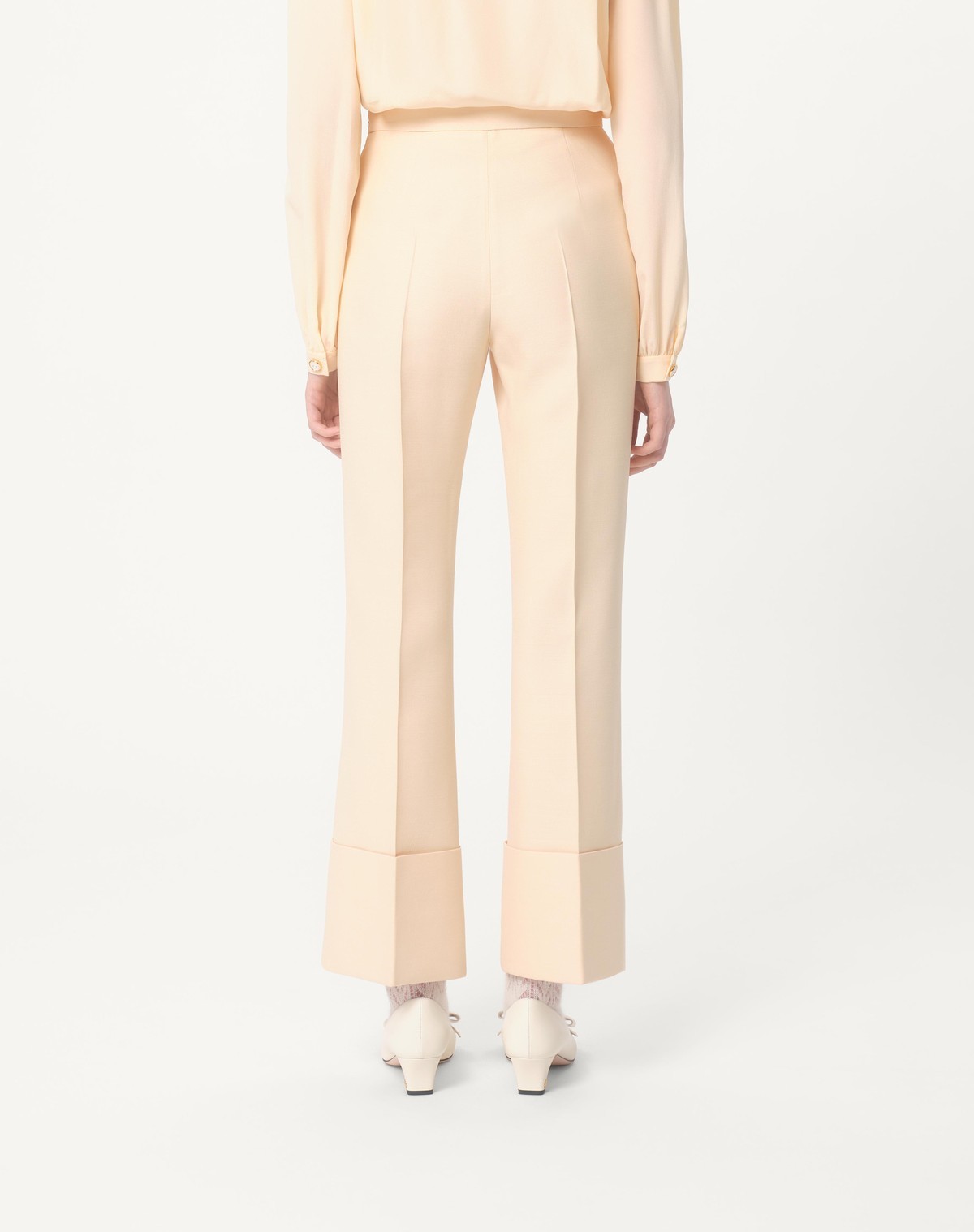Valentino Turn-up Hem Trousers In Nude