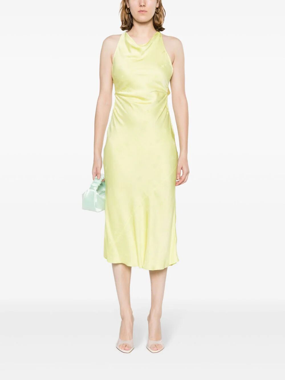 Forte Forte Star-jacquard Satin Midi Dress In Yellow