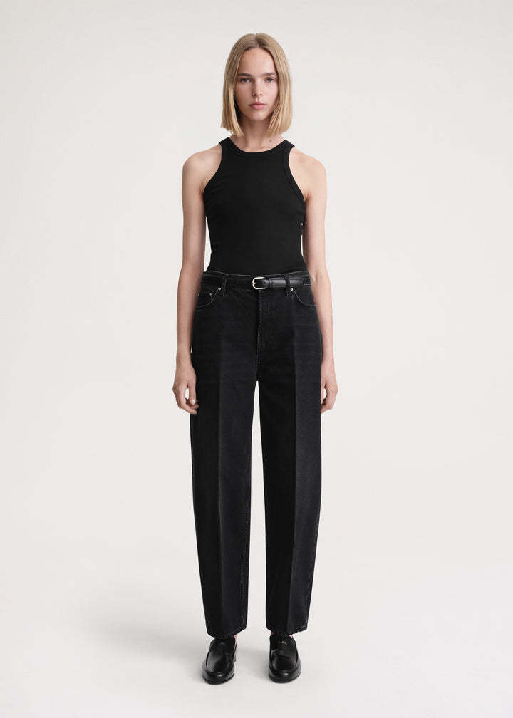 Totême Faded-effect Tapered-leg Jeans In Black