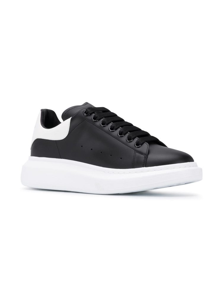 Alexander Mcqueen Black Low Top Sneakers With Logo Lettering On The Tongue In Leather Man