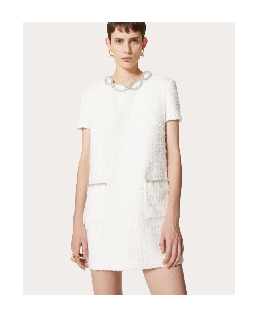 VALENTINO EMBROIDERED TWEED SHORT DRESS