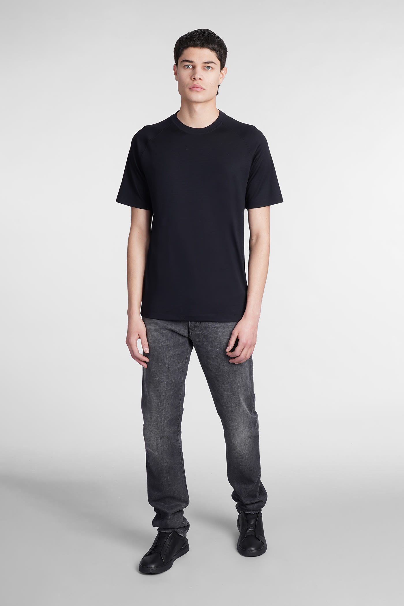 Zegna T-shirt In Brown Wool In Black