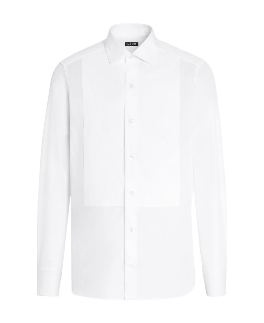 Zegna Long-sleeved Lapel Shirt In White