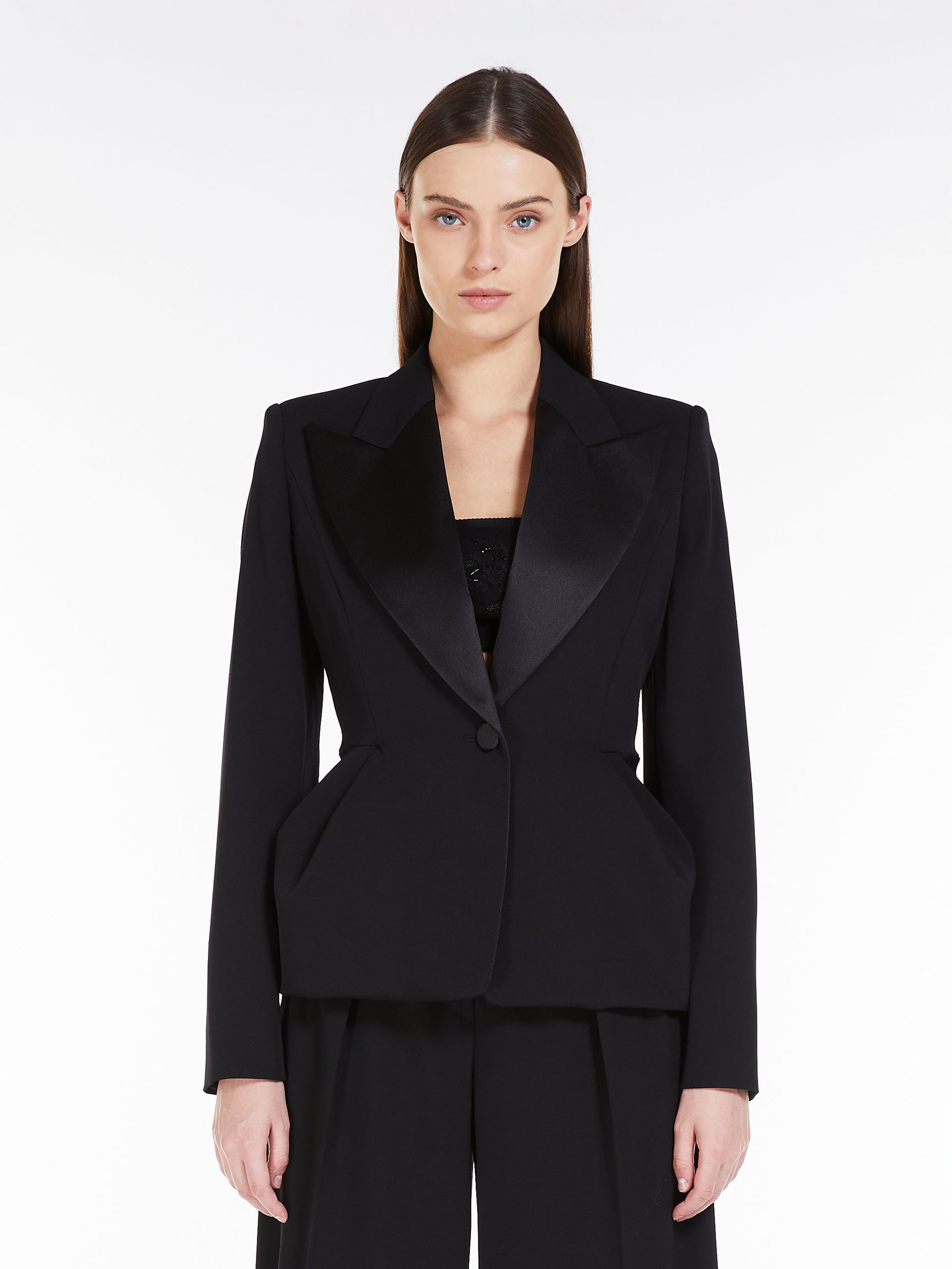 Max Mara Proteo Peplum Blazer In Black