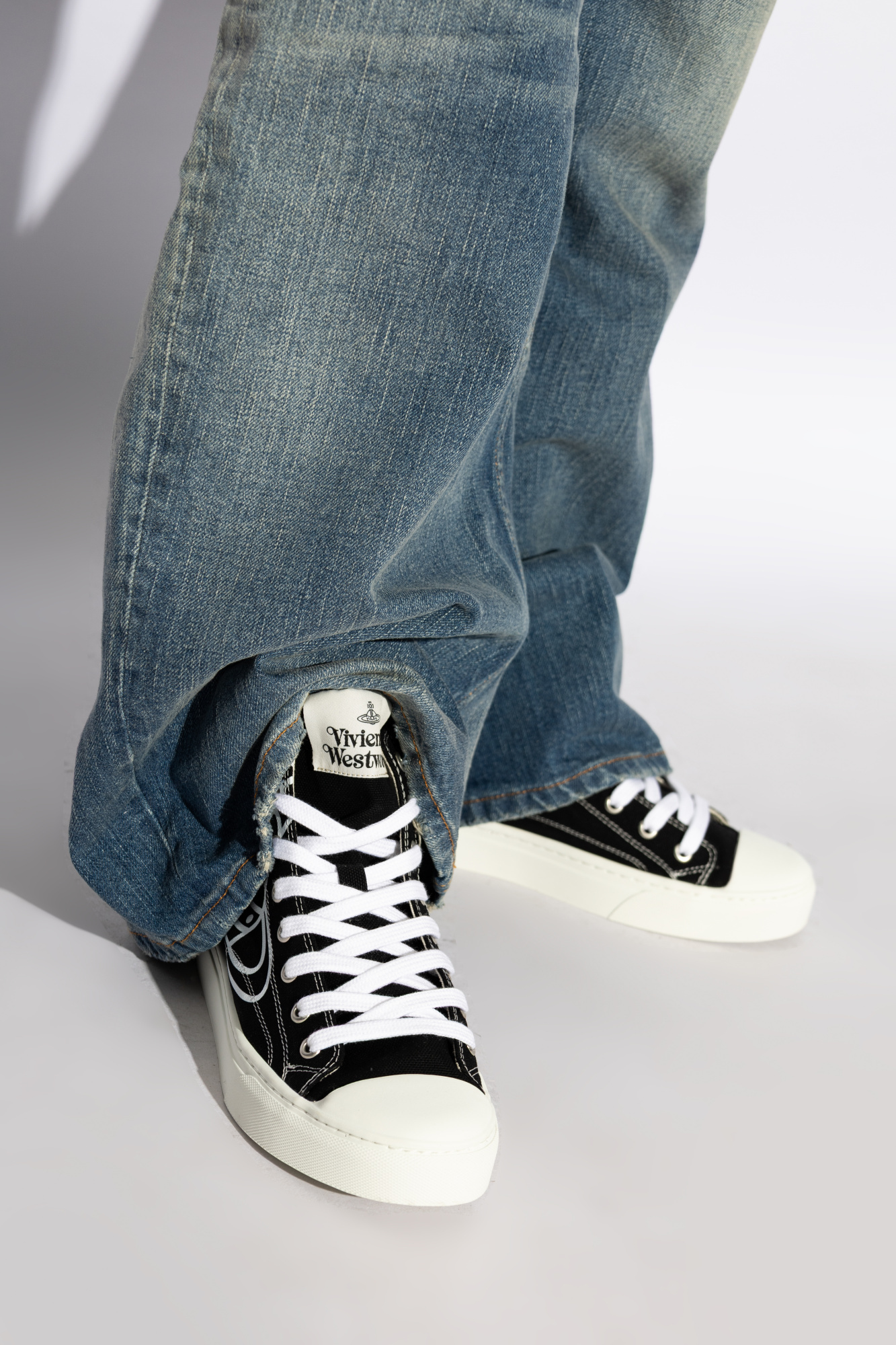 Vivienne Westwood High Top Canvas Plimsoll Cotton Black 3-36 Women In Black