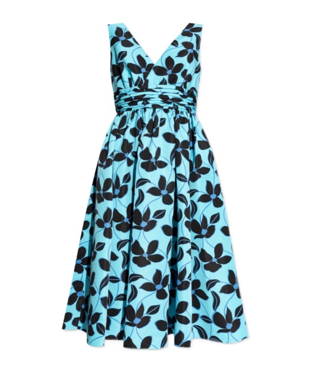 KATE SPADE FLORAL-PRINT V-NECK MIDI DRESS 