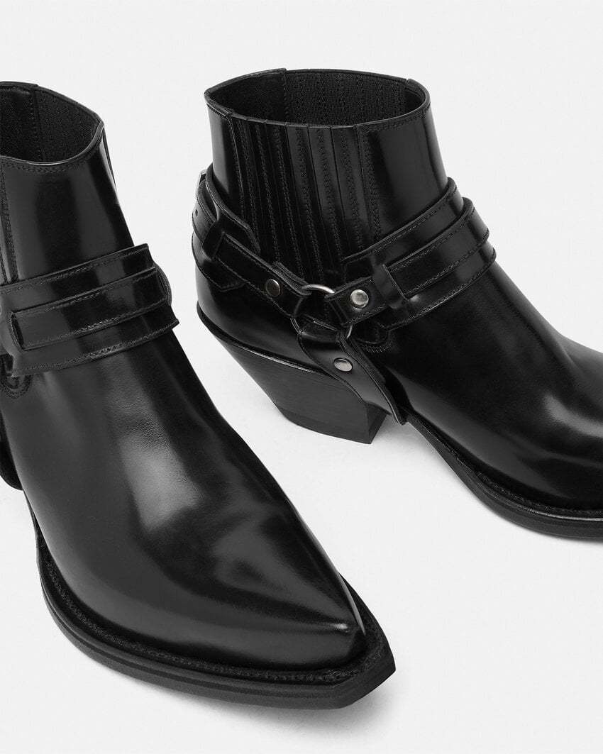 Versace 50mm Leather Western Boots In Black