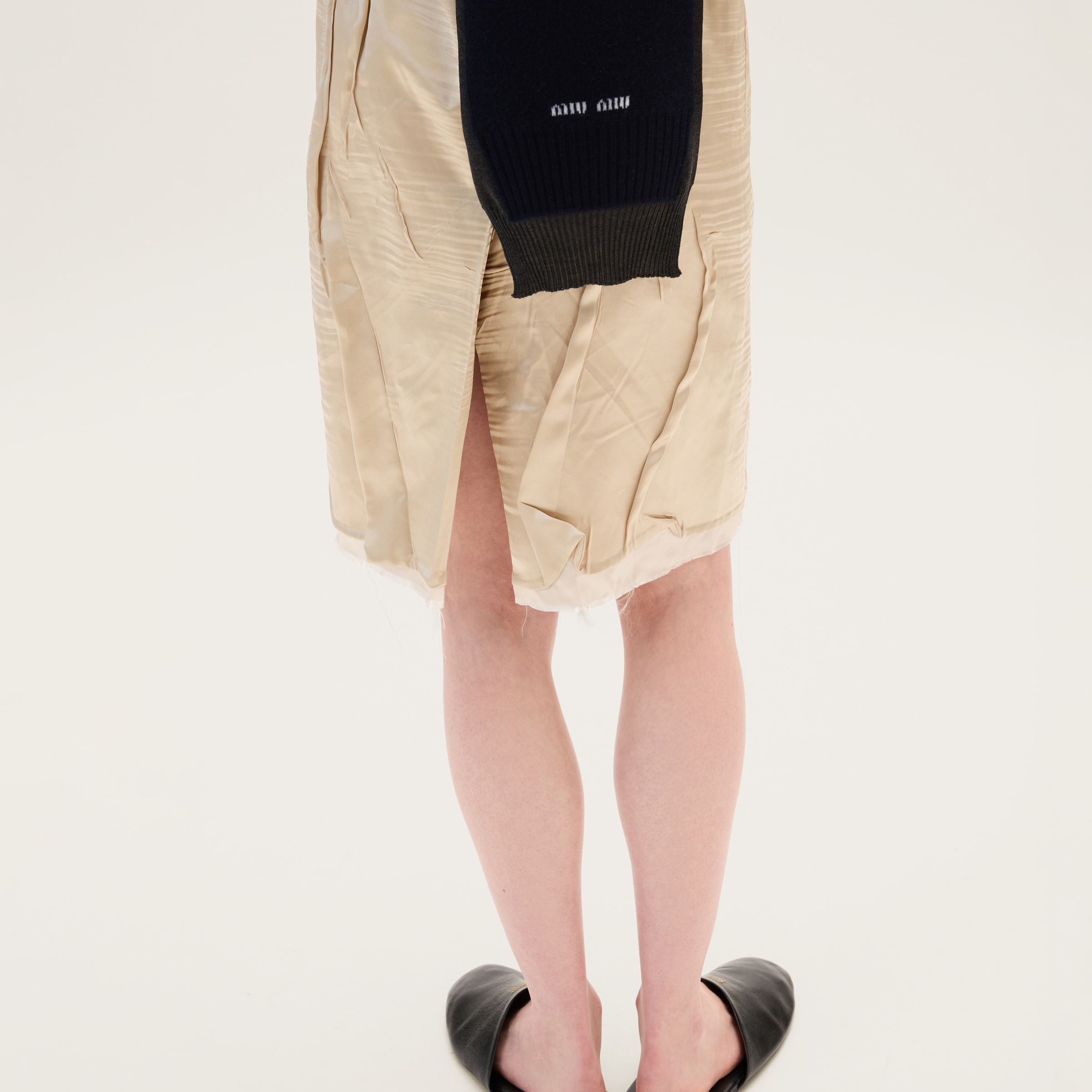 Miu Miu Satin Silk Knee-length Dress In Nude