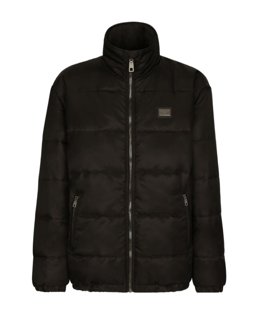 Dolce & Gabbana Nylon High-necked Jacket With Branded Tag In Black