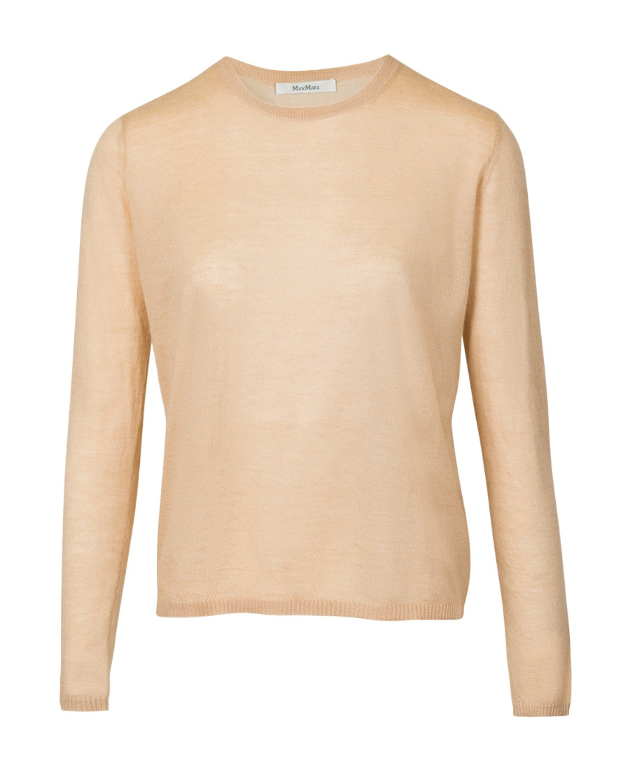 Max Mara Round-neck And Long-sleeved Sweater In Nude