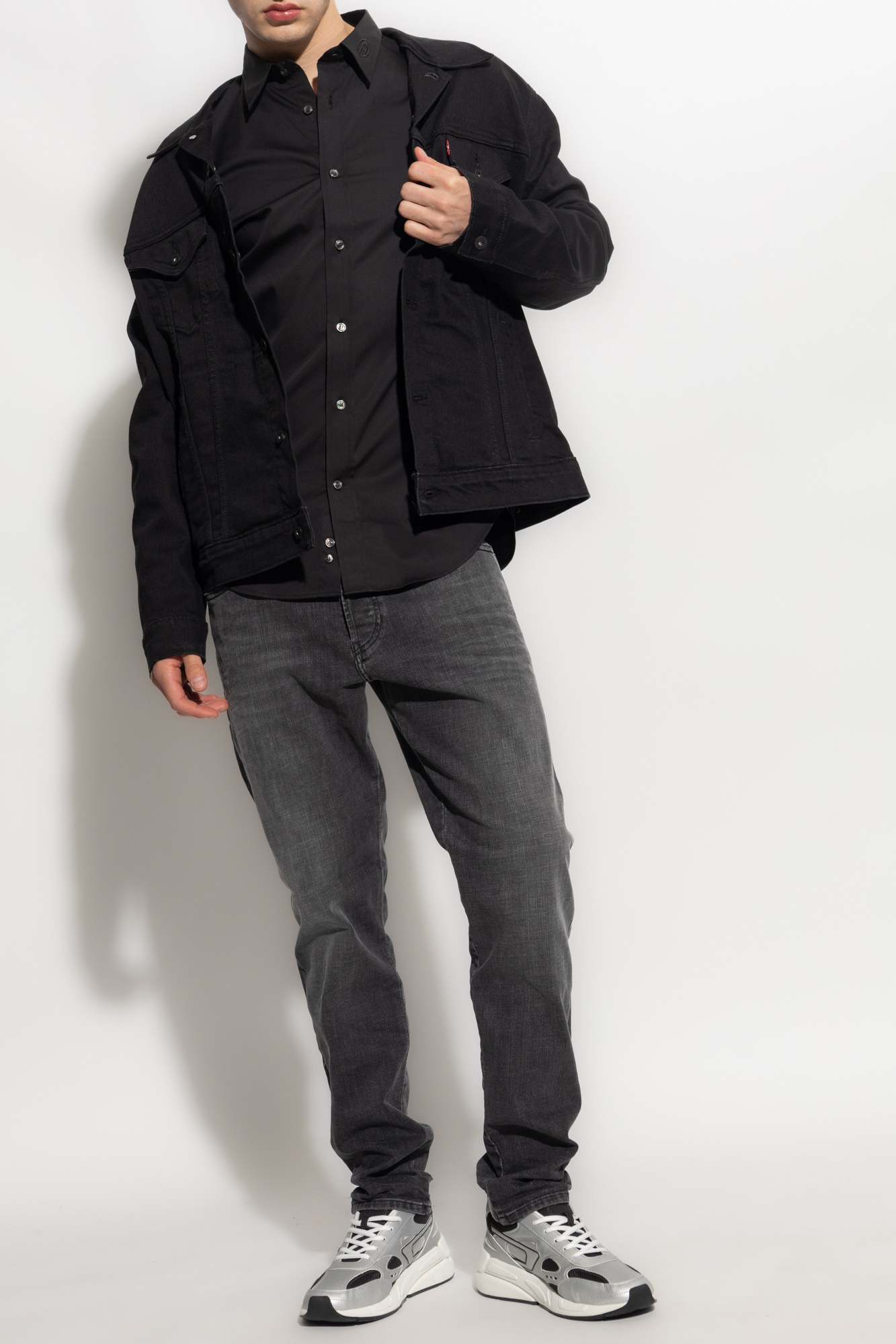 Diesel D-yennox Stonewashed Straight-leg Jeans In Black