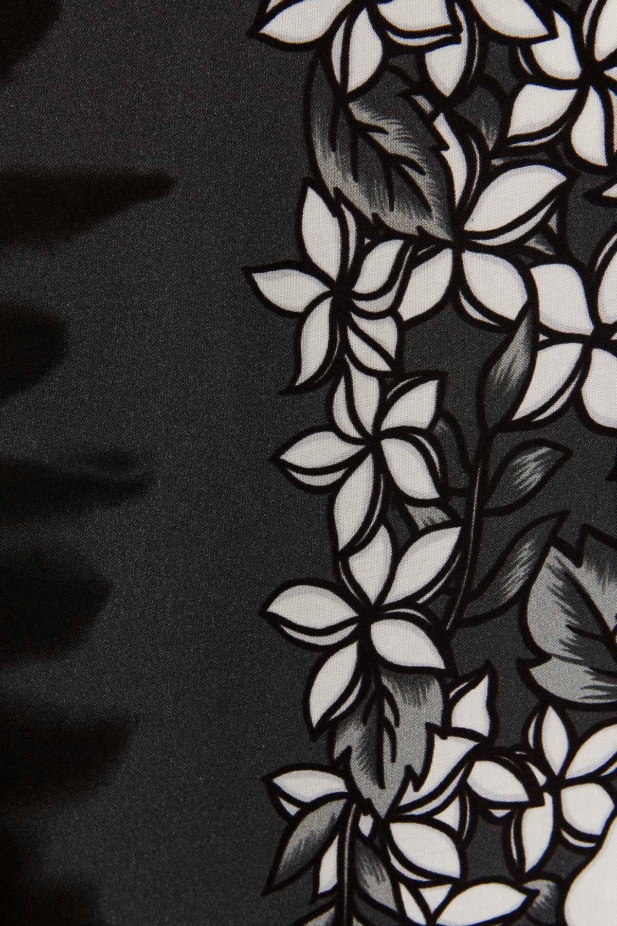 Dsquared2 Double-layered Bowling Shirt With Floral Pattern In Black