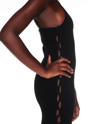Off-white Vanise Lace-up Ribbed Minidress In Black