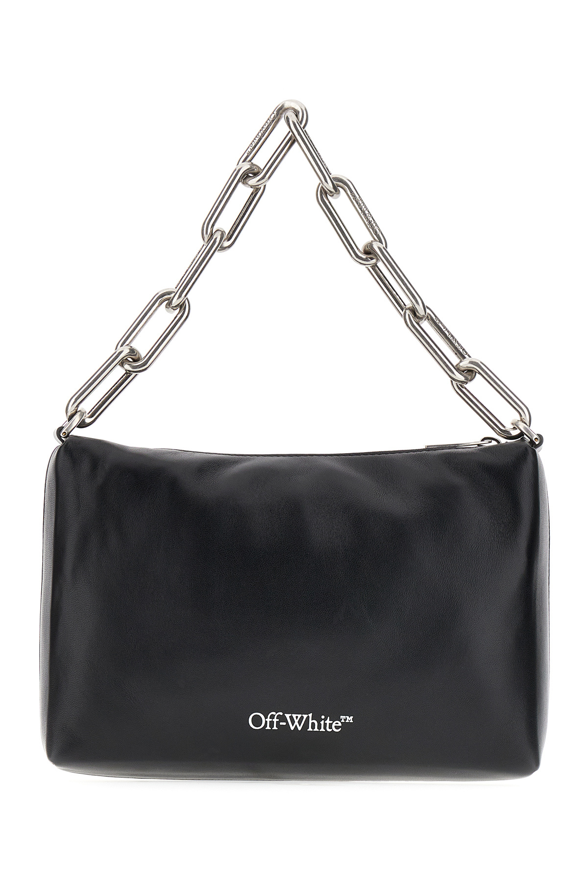 Off-white Logo Printed Zip-up Shoulder Bag In Black