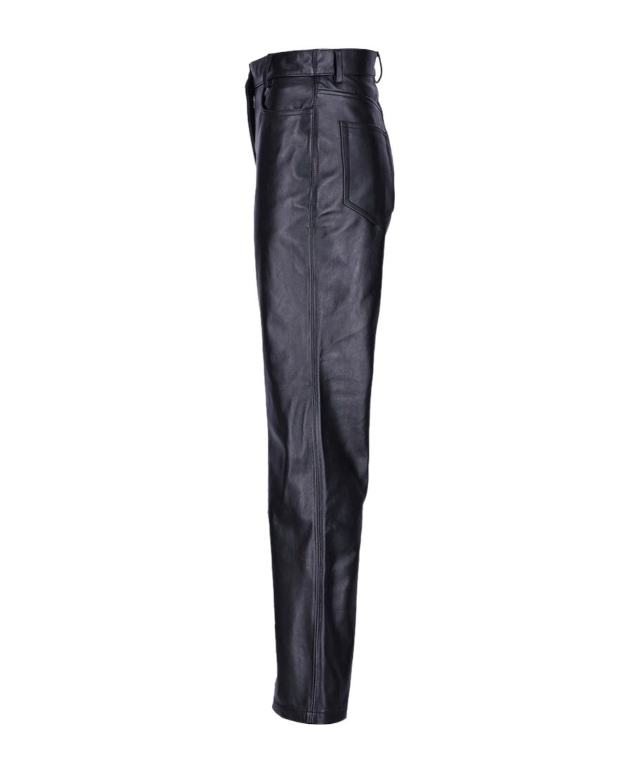 Totême Straight Leather Trousers In Black