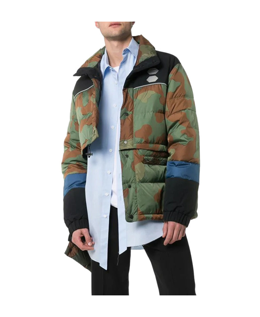 Off-white Camouflage Down Jacket In Green