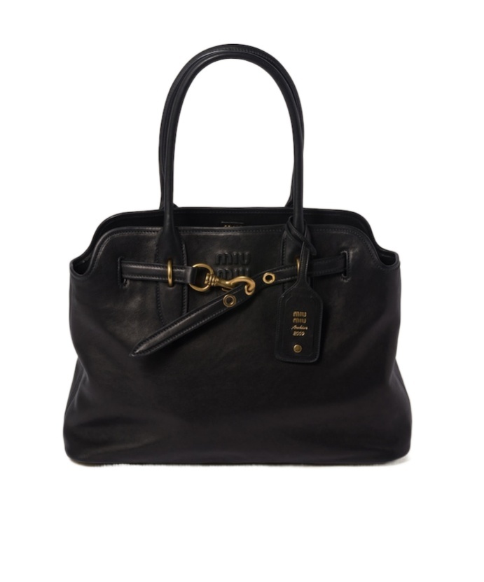 Miu Miu Women Aventure Medium Leather Handbag In Black