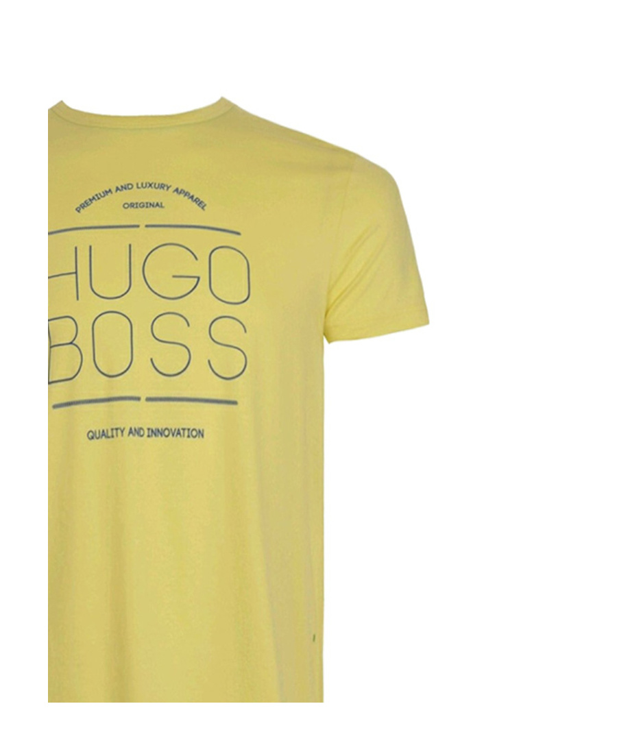 Hugo Boss T-shirt With Round Neck And Short Sleeves In Yellow
