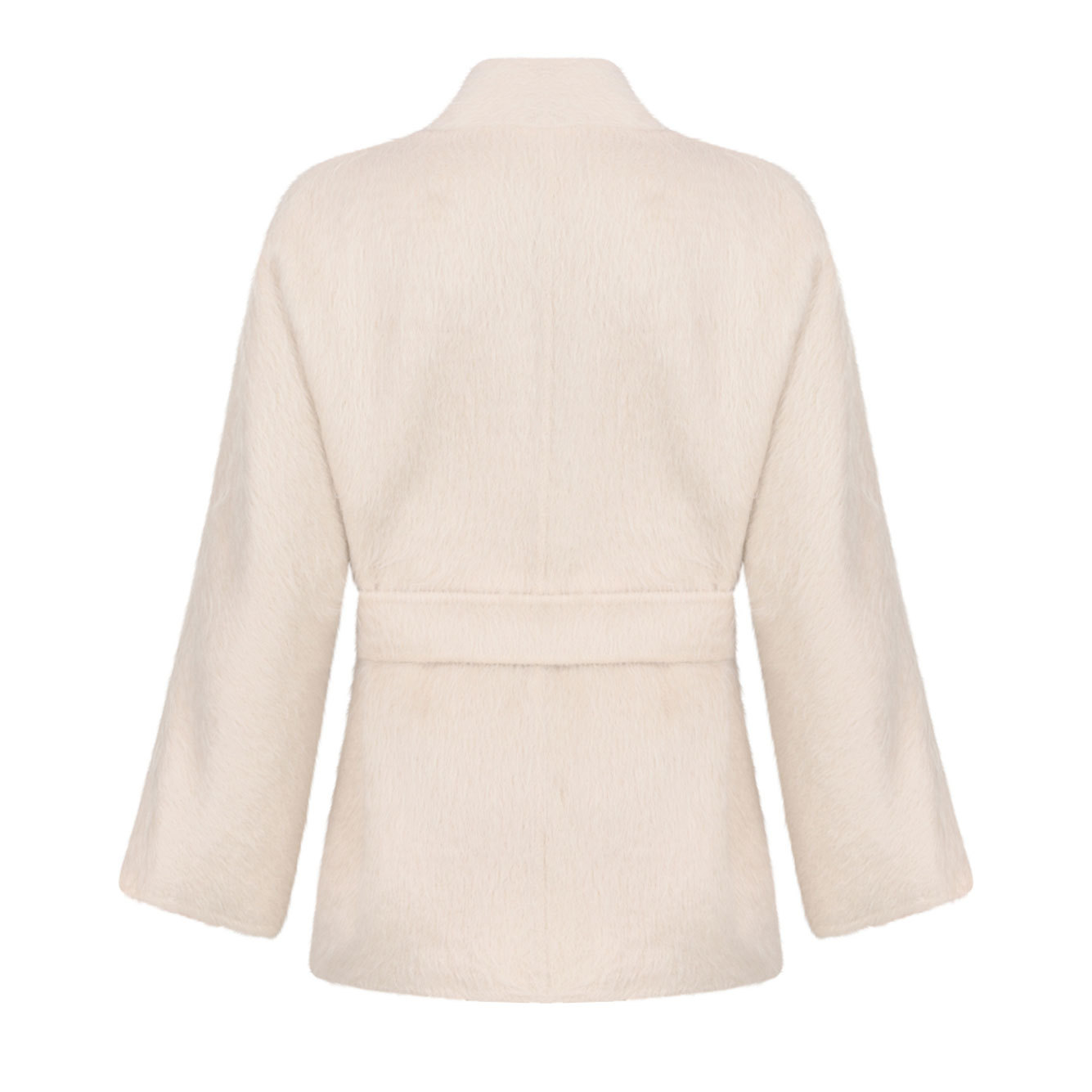 Max Mara Studio Long-sleeved Belted Coat In White