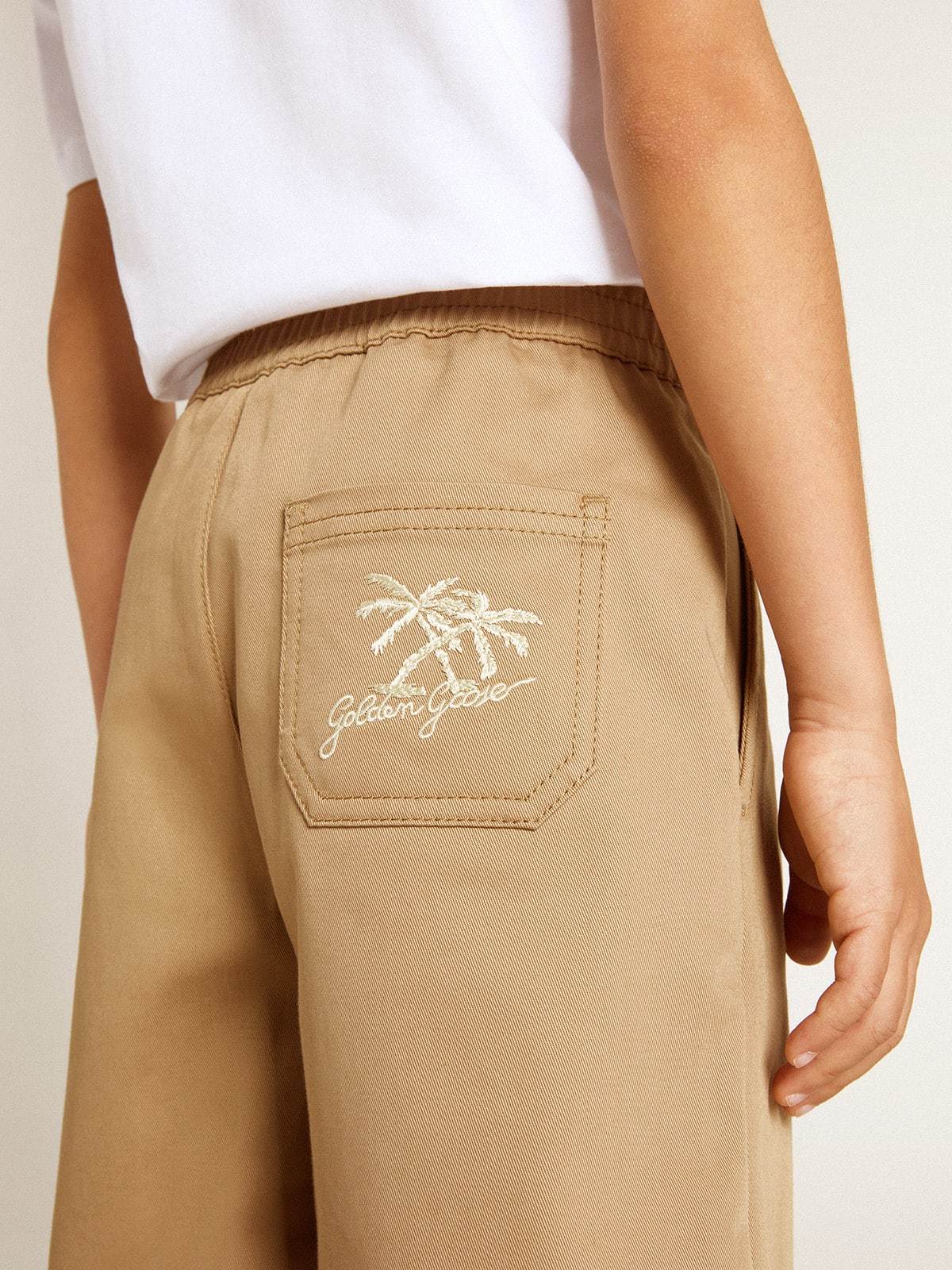 Shop Golden Goose Boys' Shorts In Beige Cotton In Nude