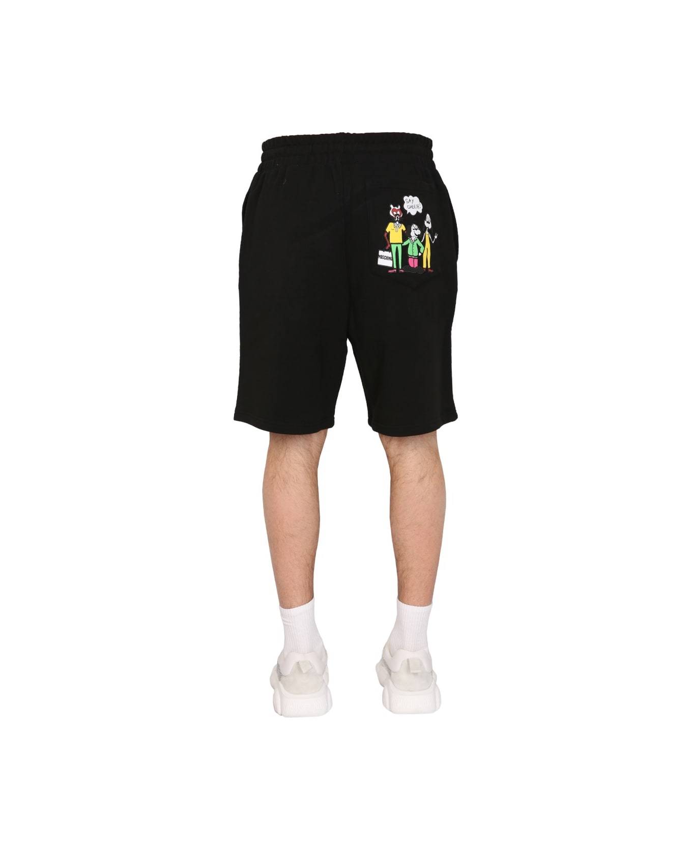 Moschino Elastic Waist Shorts In Black