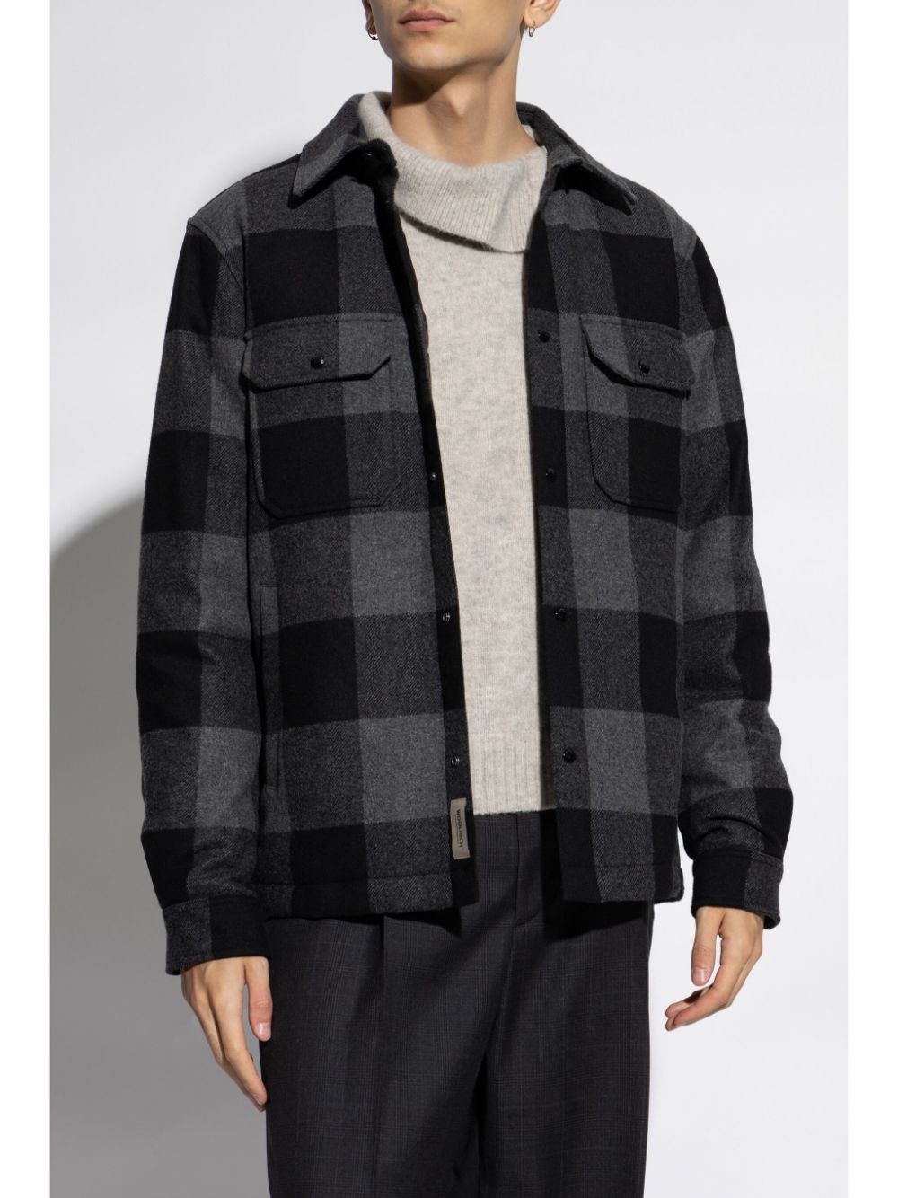 Woolrich Checked Italian Wool Blend Alaskan Padded Overshirt In Multi
