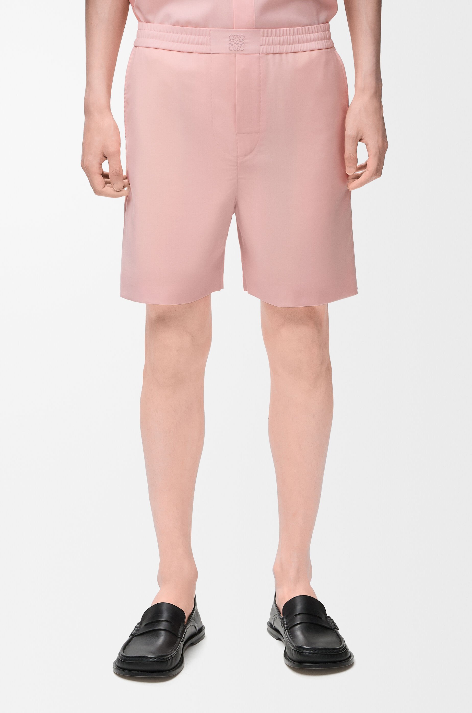 Loewe Wool-blend Elasticated Shorts In Pink