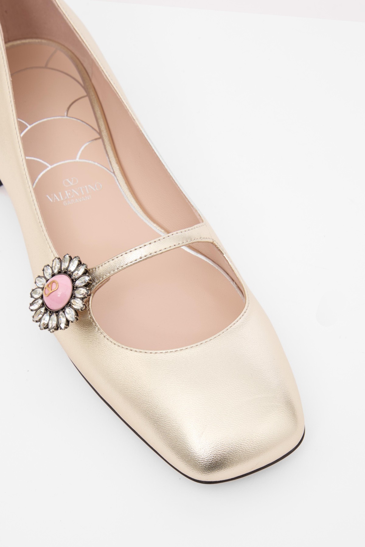 Valentino Garavani Floral Embellished Ballets Metallic Finish In Multicolor