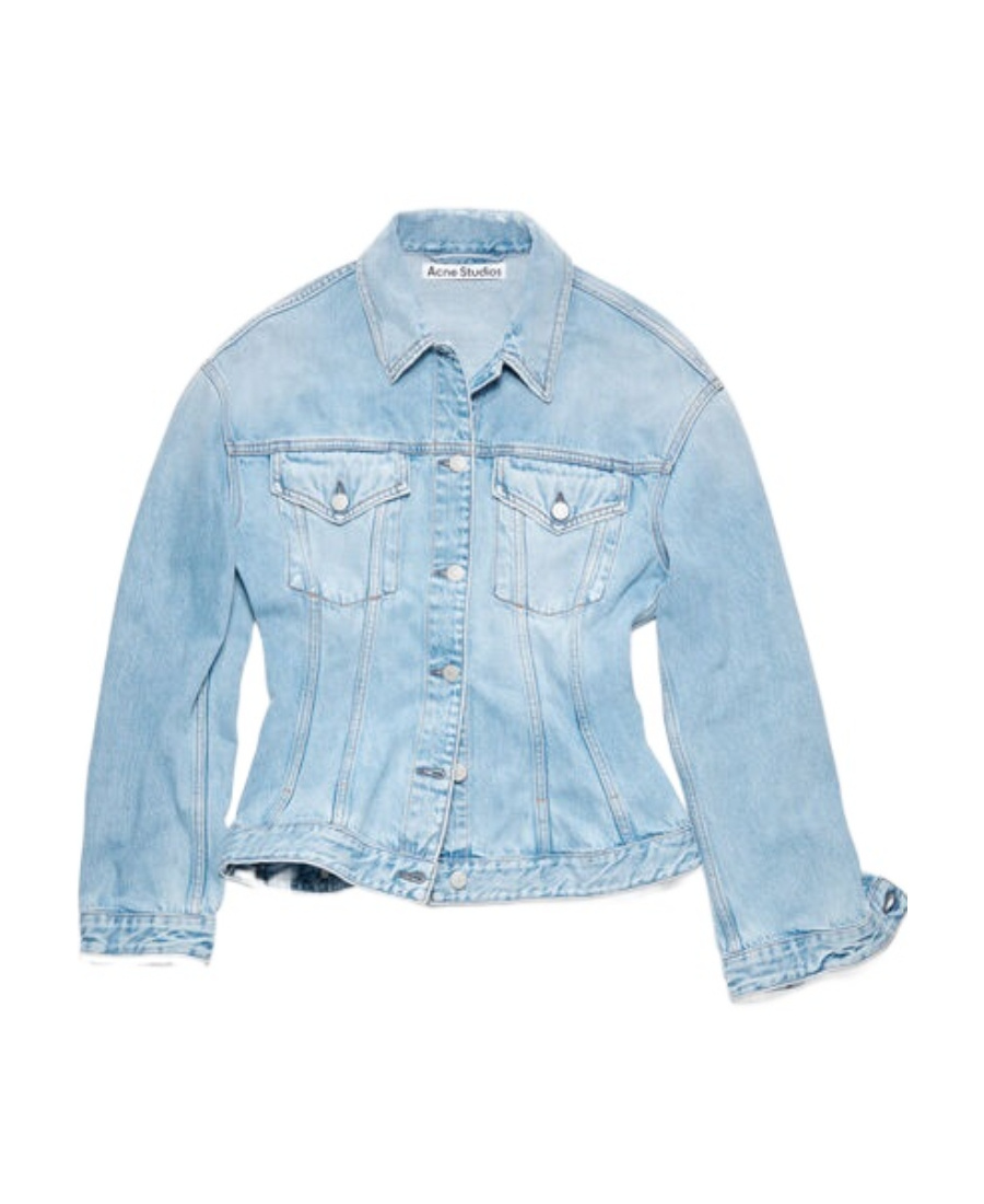 Acne Studios Hourglass-silhouette Cotton Denim Jacket In Blue