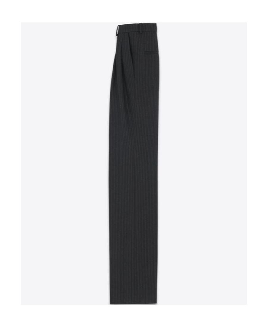 Saint Laurent Striped Flared Trousers In Black