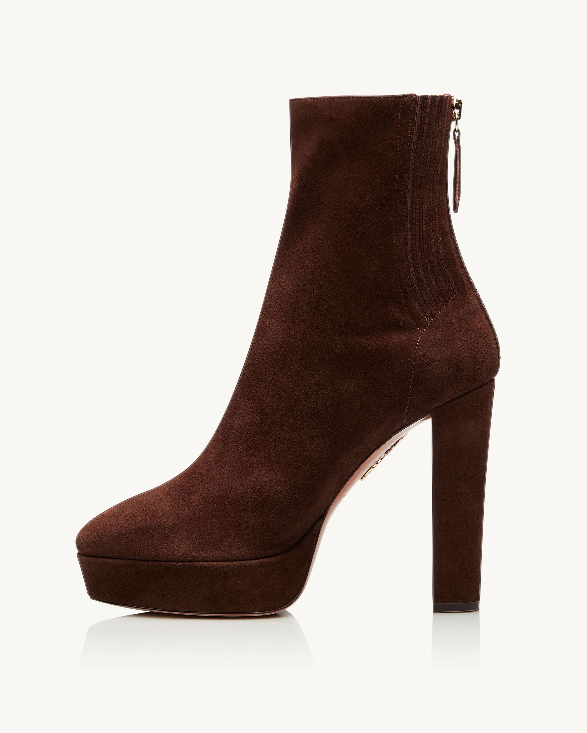Aquazzura Saint Honore 120 Platform Suede Boots In Brown