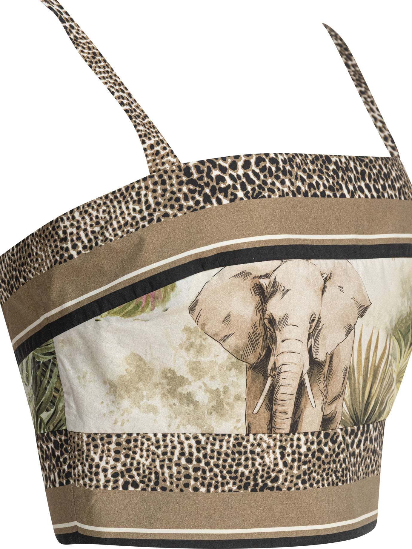 Elie Saab Printed Cotton Crop Top Foulard38 Printed Cotton In Brown