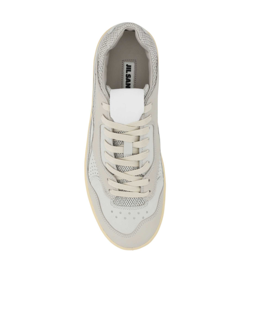 Jil Sander Grey Canvas And Rubber Basket Sneakers In White