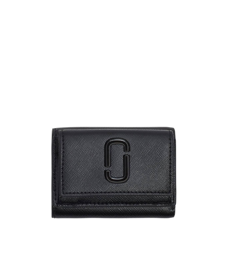 Shop Marc Jacobs Logo-plaque Leather Wallet In Black