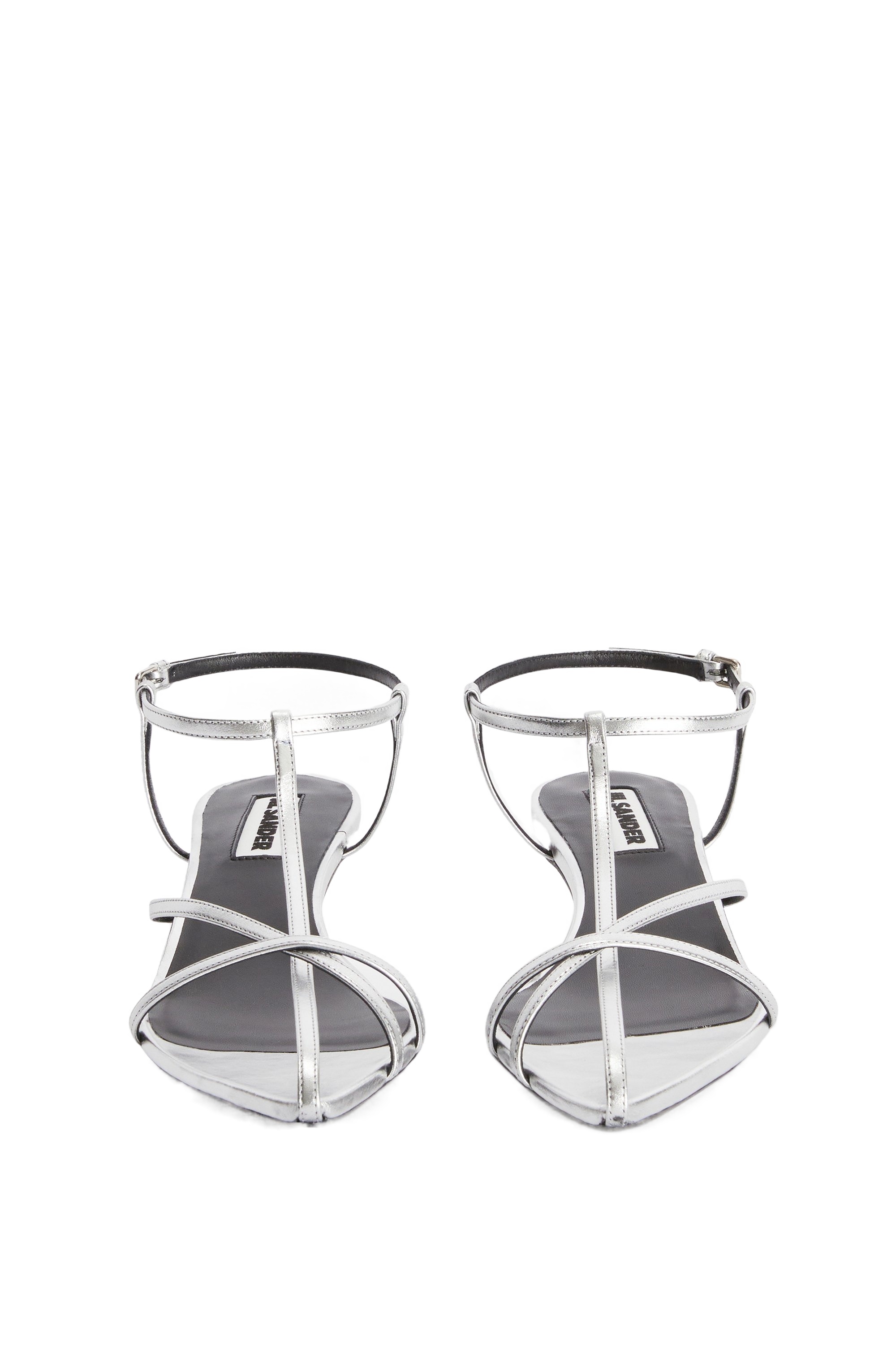 Jil Sander Metallic Kitten T-strap Sandals In White