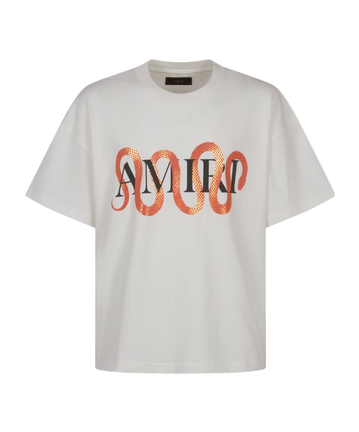 Amiri 'snake' White Crewneck T-shirt With Maxi Logo Print On The Front In White