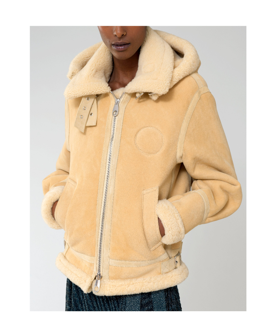 Chloé Shearling Trim Aviator Jacket