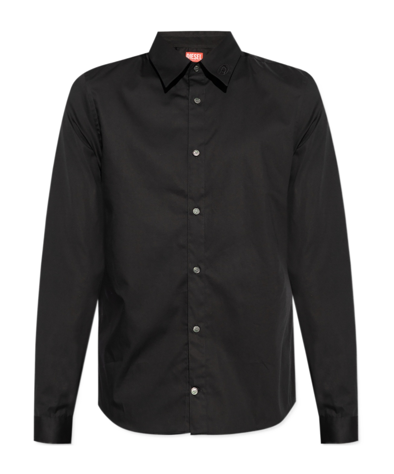 Diesel Cotton S-limo Shirt With Spread Collar In Black