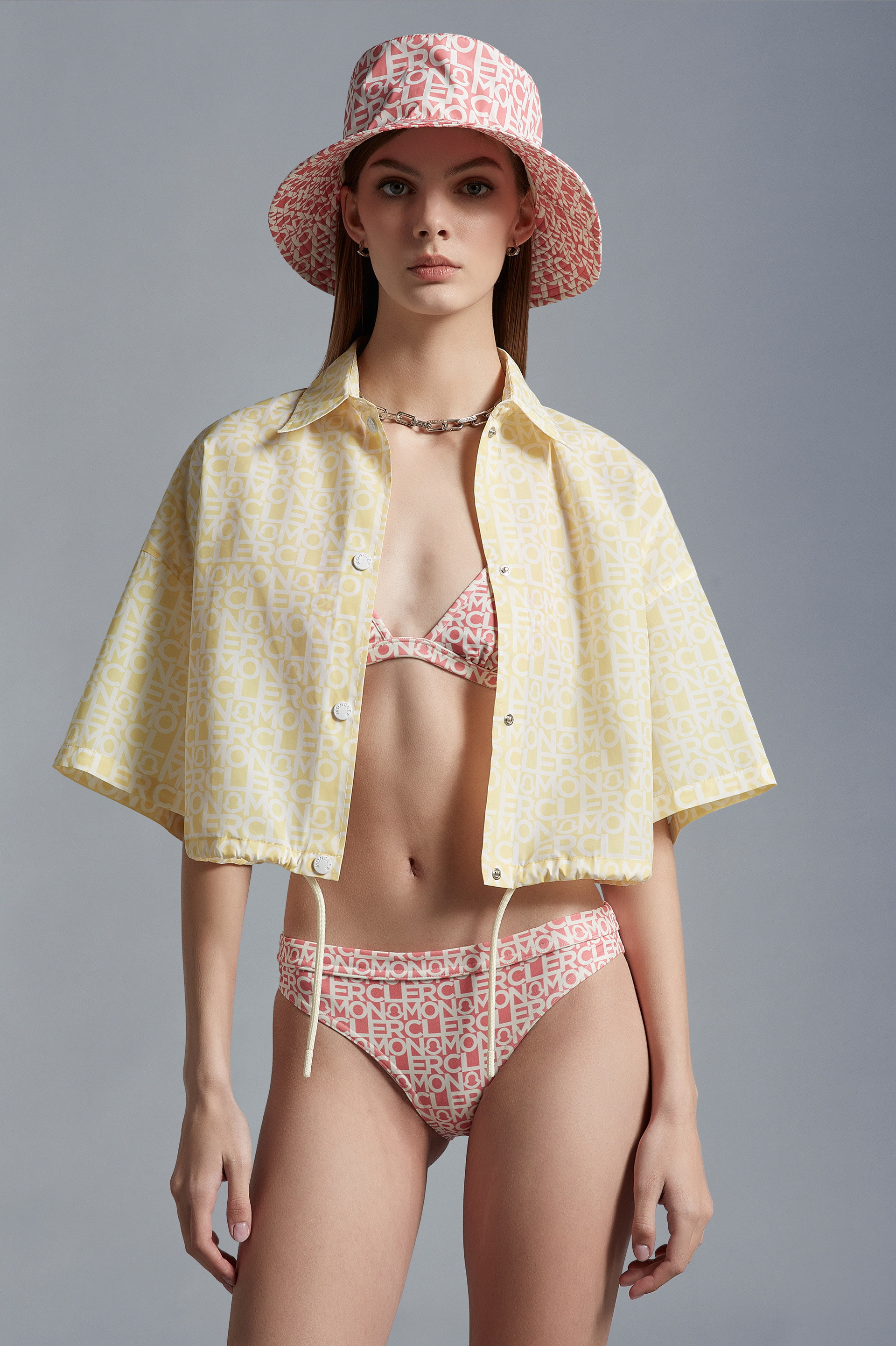 Moncler Logo-print Bikini In Pink