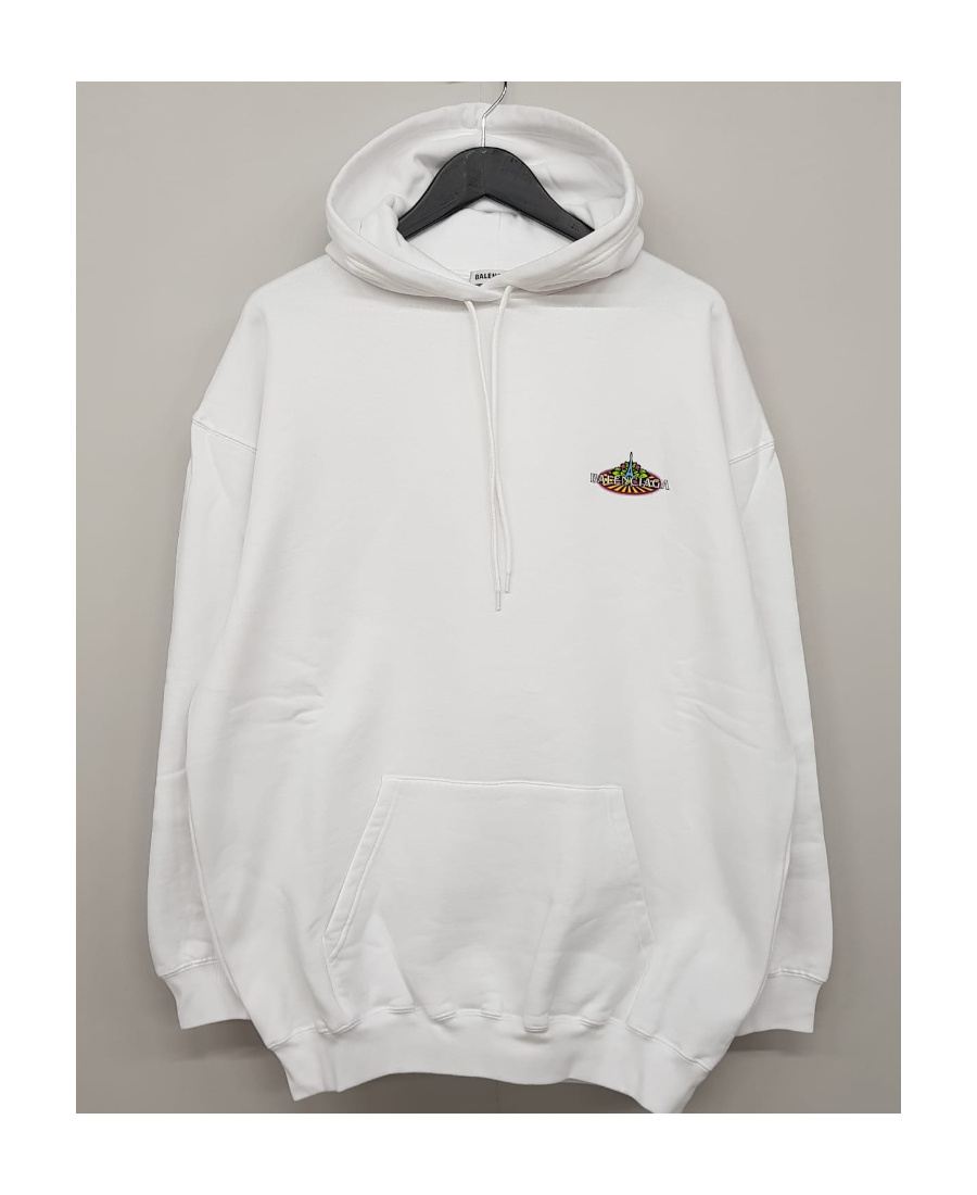 Balenciaga Logo Hooded Sweater In White